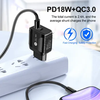 QC3.0+PD18W pd 20W kompatibilné qc3.0 rýchle nabitie mobilného telefónu nabíjačku, EU/US/UK Plug veľkoobchod rýchle nabíjanie Black pre iphone 12