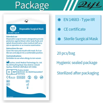 Qiji Jednorazových Zdravotníckych Masku na Tvár CE Certifikát Typu IIR Sterilné Chirurgické Masky 3 Vrstvy 40 KS Lekárske Masku na Tvár