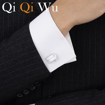 QiQiWu Nové Predajné Tričko manžetové gombíky pre Módne Mens Obdĺžnikový Šperky Značky Putá Tlačidlá Svadobný dar pre Najlepší Muž CL-038