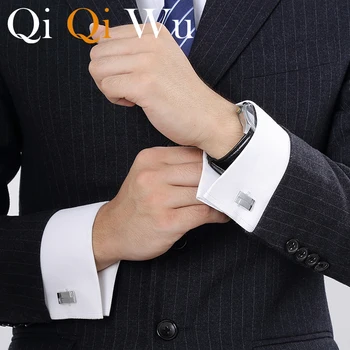 QiQiWu Nové Predajné Tričko manžetové gombíky pre Módne Mens Obdĺžnikový Šperky Značky Putá Tlačidlá Svadobný dar pre Najlepší Muž CL-038
