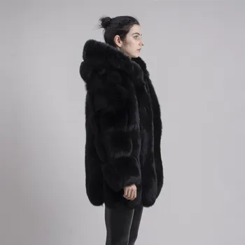 QIUCHEN PJ8149 2020 nový model ženy, skutočné líška srsť srsť dlhé rukávy kapota kabát gebuine fox oblečenie vysokej kvality