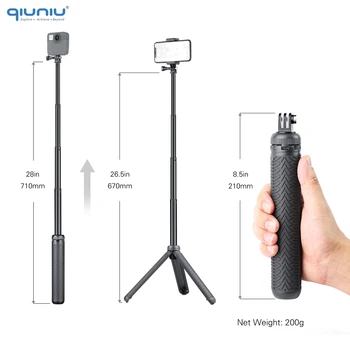 QIUNIU 3in1 Rozšíriteľný Monopod Selfie Stick Rukoväť Statív pre GoPro Hero 9 8 7 6 5 4 3 DJI OSMO Akčný/Vrecko na Príslušenstvo