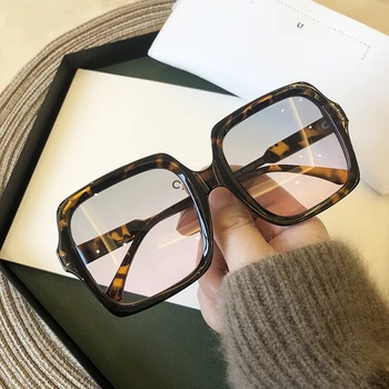 QPeClou 2020 Nový Vintage Nadrozmerné Námestie Slnečné Okuliare Ženy Móda Plastové Veľké Rámom Slnečné Okuliare Žena Farebné Odtiene Lady Oculos