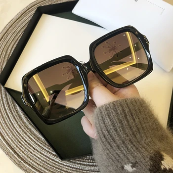 QPeClou 2020 Nový Vintage Nadrozmerné Námestie Slnečné Okuliare Ženy Móda Plastové Veľké Rámom Slnečné Okuliare Žena Farebné Odtiene Lady Oculos