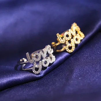 Radi Vám List Striebornú Farbu Zlata Nastaviteľné Prstene pre Ženy s Bling Zirkón Kameň Svadobné Zapojenie Módne Šperky