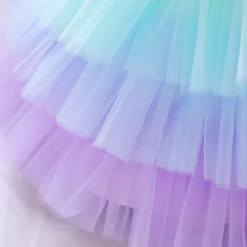 Rainbow Dieťa Šaty Letné Vrstvený Novonarodené Dievčatká Princess Party Šaty Pre Dieťa 1 Rok Narodeniny Šaty 6M-3 Roky