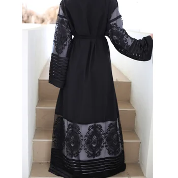 Ramadánu Arabských Skromné Cardigan Dlho Šifón Čipky Kimonos Abaya Dubaj Kaftan Moslimských Žien Mujer Roupa Turecký Islamské Oblečenie