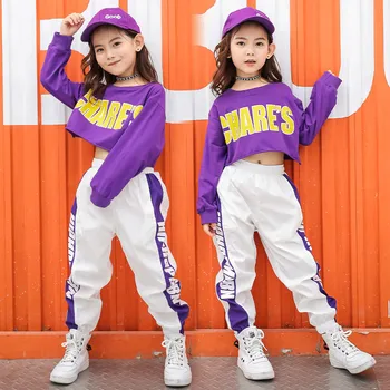 R&Z detí vyhovovali 2019 nové dievčatá tanečné predstavenie oblečenie detské kostýmy vystavení pupočnej tričko bežné nohavice dvoch-dielny