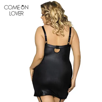 RE7859 Comeonlover M. XL.2XL.3XL 2020 čierne sexy klubu nosiť oblečenie dámske Kožené šaty plus veľkosť šaty pre tuk pruhované šaty
