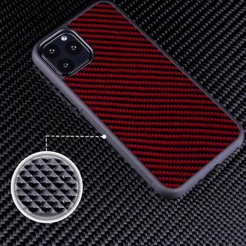 Real Red Carbon Fiber Prípade Ultra Hybrid, Určený pre Apple iPhone 11 Určený pre Apple iPhone, 11PRO, 11PRO, MAX Mobilný Telefón Prípade