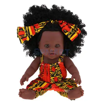 Realistické Vinyl Dieťa Dievča Bábiku - Reborn 12inch African American Doll - Čierne Kučeravé Vlasy Deti Narodeninám Festival Prítomný