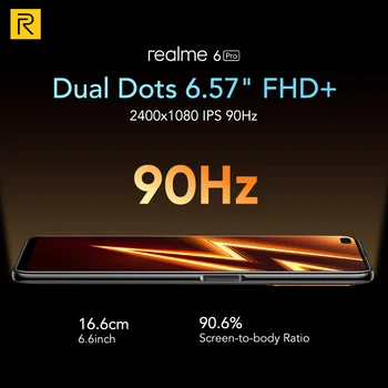 Realme 6 Pro Mobilný Telefón, 8GB RAM, 128 GB ROM 90Hz Globálna Verzia Snapdragon 720 G 30W Flash Poplatok 64MP Kamerou Smartphone 6.6 palec