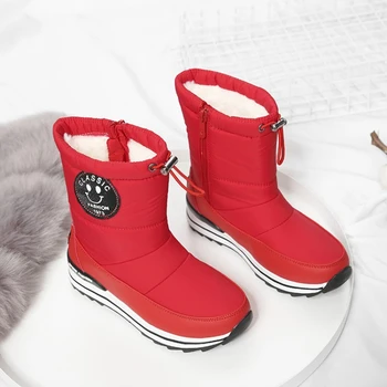 REAVECAT Plus veľkosť 34-43 Snehu topánky pre ženy topánky na zips udržať v teple hustú srsť zimné topánky, módne midcalf topánky žena A3212