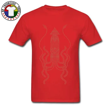 Red Giant Squid Obraz T-Tričko Krátky Rukáv Zábavné Topy T Shirt Pre Mužov okolo Krku Módne Voľné Top T-shirts Veľkoobchod