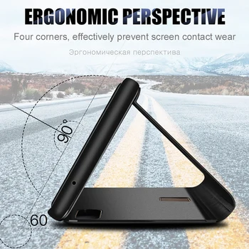 Redmi 9C NFC Prípade, Smart Mirror Flip Magnetické Telefónu Zadný Kryt Pre Xiao Redmi 9C Prípade Redmi9c Xiomi Redmy 9 C Stojan Knihy Coque