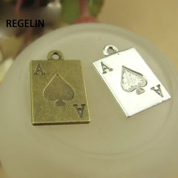 REGELIN Charms Retro poker Prívesok Antickej bronzovej Zliatiny Zinku 50pcs 17*12 MM Náramok, Náhrdelník DIY Kovové Šperky Príslušenstvo
