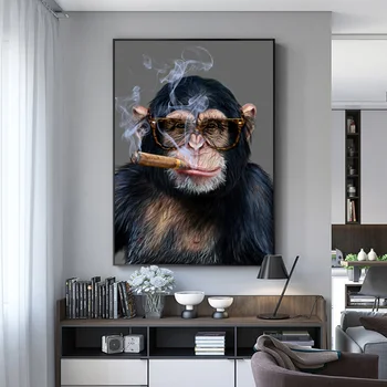 RELIABLI Opice Gorila Fajčenie Plagát na Stenu Umenie Fotografie pre Obývacia Izba Zvieracie vzory Moderné Plátno na Maľovanie Domáce Dekorácie