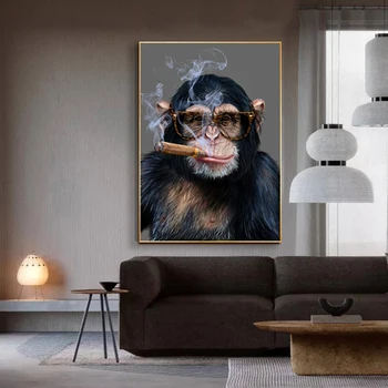 RELIABLI Opice Gorila Fajčenie Plagát na Stenu Umenie Fotografie pre Obývacia Izba Zvieracie vzory Moderné Plátno na Maľovanie Domáce Dekorácie