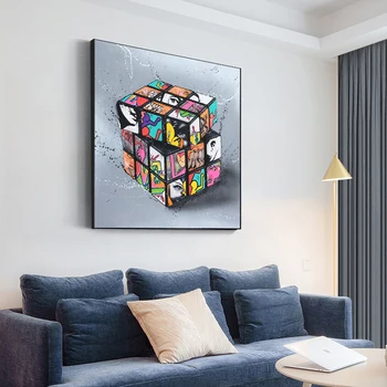 RELIABLI UMENIE Magic Cube Graffiti Art Plagáty A vzorom Plátna Obrazov Domov obrazov na Stenu Detskej Izby, Dekorácie Č Rám