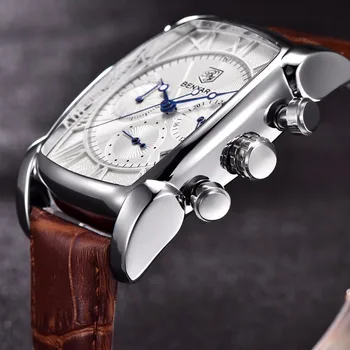 Relogio Masculino Pánske Hodinky Top Luxusné Značky BENYAR Chronograf Kožené Quartz Hodinky Mužov Vojenské Športové Svetelný Náramkové hodinky
