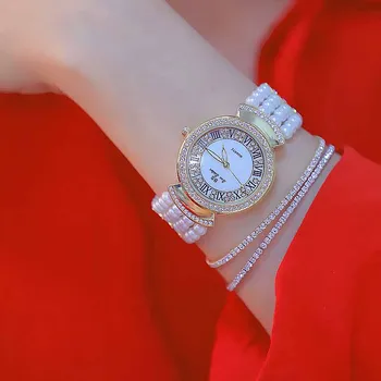 Relojes para mujer 2019 Hot Predaj Módnych Quartz Hodinky Vysokej Kvality Rímske Číslice Dial Pearl Reťazca relojes para hombre
