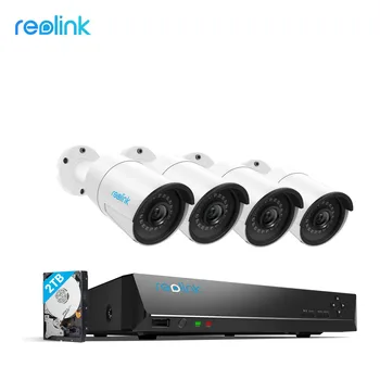 Reolink RLK8-410B4 4MP/5MP Fotoaparát Systému 8ch PoE NVR a 4 PoE IP Kamery Bullet Outdoor HD Video Dohľad Súpravy, Vstavané 2TB HDD
