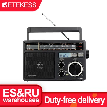 RETEKESS TR618 Prenosné Rádio FM, AM SW Krátkovlnné Rádio Prijímač s Digitálnym MP3 Prehrávačom Vysoká Hlasitosť a Rukoväť pre Domáce Garáž