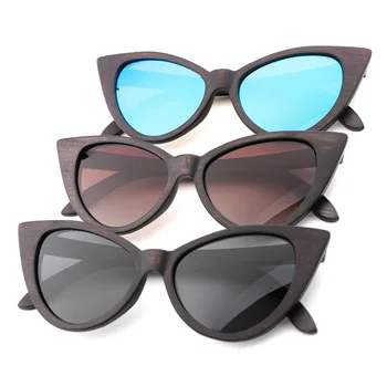 Retro DUMU cat eye Dreva, Bambusové Polarizované slnečné Okuliare pre Mužov a Ženy,Čierna Slnečné okuliare Gradient Objektív UV400 Okuliare