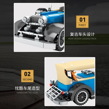 Retro LINCOLN KB 1932 otvoriť Vintage classic car Super Športové pretekárske auto Technic MOC Technika Model Stavebné kamene, Tehly hračky