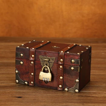 Retro Pokladom, so Zámkom, Vinobranie Drevený Úložný Box Antický Štýl Šperky Dropshipping