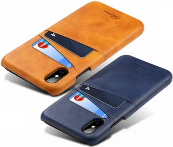 Retro Sloty pre Karty Peňaženky, Kožené puzdro Shell Pre iPhone X Xs Max XR Malé Teľa Vzor Pevného Späť Capa na IPhone 6 6 7 8 Plus