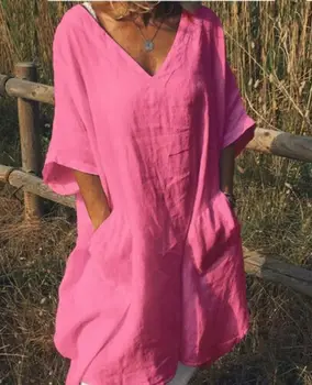 Retro Ženy šaty dievča Pevné Šaty BohoTop Mini Bielizeň Šaty 2019 Nové Letné Bežné Prom Party Voľná Tunika Tričko