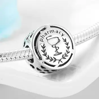 Reálne 925 Sterling Silver Korálky 12 Povolanie Symboly Fien Šperky DIY Fit Pôvodné Európske Kúzlo, Náramky, Prívesky, Takže