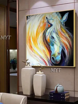 Reálny Obraz Moderného Umelca Ručne Maľované Abstraktné Koňa, Olejomaľba Na Plátne Nástenné Maľby Na Stenu Obrázok Pre Obývacia Izba Domov