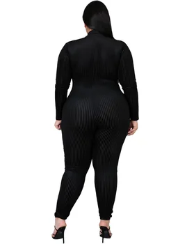 Reálny Obraz Ženy Bežné Pevné Velvet Jumpauists 2020 Jeseň Najnovšie Lady ' s Plus Veľkosť 2XL-6XL Zips tvaru Chudá Remienky