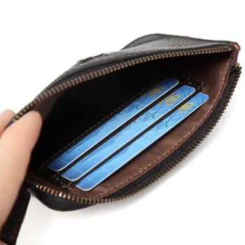 RFID Kožené Peňaženky Pre Mužov A Ženy, Čisté Hovädzie Kože Zips Mini Kabelky Pre Ženy Ultra Tenké Unisex Pár Peňaženky