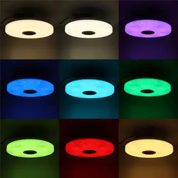 RGB LED Hudba Stropné svietidlo 80W bluetooth Reproduktor Lampa Domácej Strany, Spálňa 85-265V Diaľkové Stmievateľné APLIKÁCIE Smart Farebné Osvetlenie