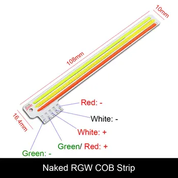 RGW 3-farebné LED COB Svetelné Pásy 12V 5W Led Zelená, Červená, Biela LED Lampa pre Auto Žiarovka Rozpoznávanie tvárí Osvetlenie, Signalizačné Svetlá