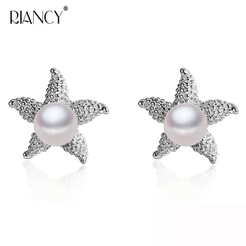 RIANCY módne Prírodné Sladkovodné Pearl náušnice pre ženy 7-8mm black pearl šperky darček