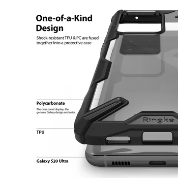 Ringke Fusion X pre Galaxy S20 Ultra Prípade Šok Absorpcie Jasné Pevného PC Späť Mäkké TPU Rám pre Galaxy S20 Ultra 5G Kryt