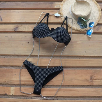 Riseado Sexy Push Up Bikiny Dot Tlače Plavky Ženy Plavky Brazílske Bikini biquini Popruh Pláž Nosiť Lesk Pod Blesk