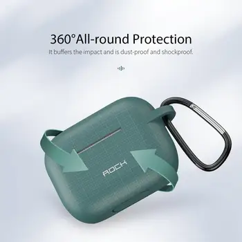 ROCK Kvapaliny Mäkké Silikónové puzdro Pre Airpods Pro Ochranný Kryt Luxusné Bezdrôtová Bluetooth Slúchadlá Prípade Airpod Pro 3 Zelená