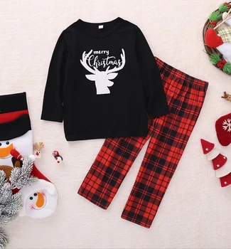 Rodina Zodpovedajúce Vianočné Pyžamo Rodič-dieťa Oblečenie pre Mužov, Ženy, Dieťa Dieťa Sleepwear