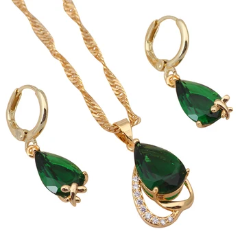 ROLILASON značky Očarujúce šperky sady kvalitné Náušnice prívesok zlatý Náhrdelník zirkón farba Krištálu Módne Šperky JS197
