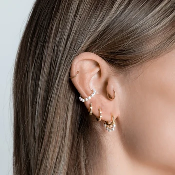 ROMAD Minimalizmus Tvorivé Perly Hoop Náušnice 925 Sterling Silver Šperky Pre Ženy Strieborné Šperky Earings Aretes De Mujer