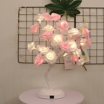 Romantické Ruže Kvet Stromu Svetlá Batérie Powered & USB Noc Lampa Pre Svadobný Deň svätého Valentína Prípade Strany Dekoratívne Veniec