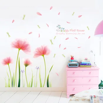 Romantické Ružové Kvety Kvitnú DIY PVC Samolepky na Stenu Spálne Dekorácie Vymeniteľné Domov Záhrada Dievčatá Miestnosti v Pozadí Dekor Obtlačky