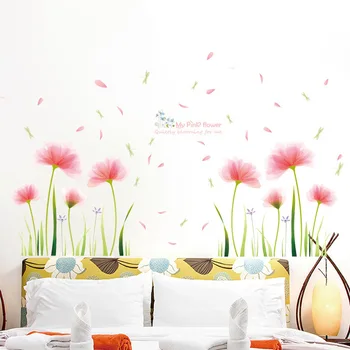 Romantické Ružové Kvety Kvitnú DIY PVC Samolepky na Stenu Spálne Dekorácie Vymeniteľné Domov Záhrada Dievčatá Miestnosti v Pozadí Dekor Obtlačky