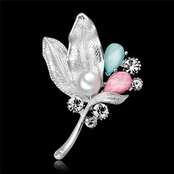 Romantický Crystal Pearl Kameň Brošňa Pre Ženy Šatku Kolíky Rastlina, Kvet Corsage Preklopke Kolíky Šperky, Svadobné Doplnky, Darčeky