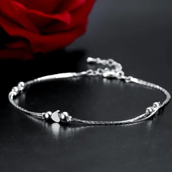 Romantický dvojvrstvové Srdce Plata Kúzlo Náramky Pre Ženy Móda Crystal S9 pečiatka Náramky na darčeky